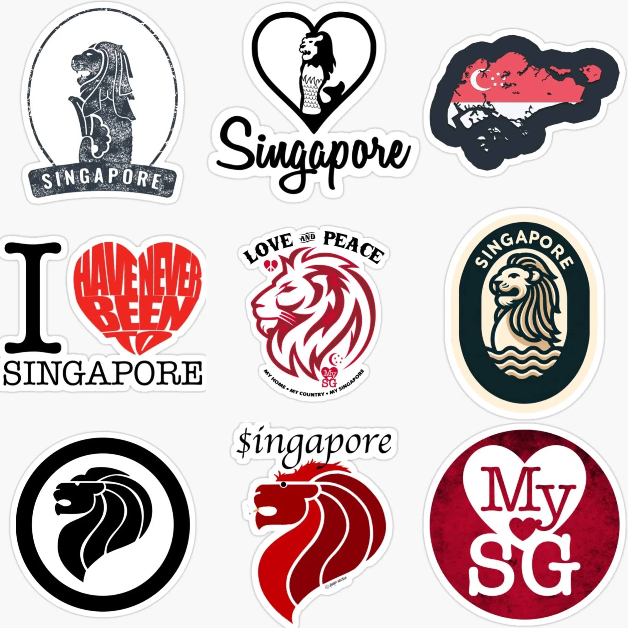 Car Accessories Singapore - Флаг Сингапура SG, карта, эмблема Мерлея,