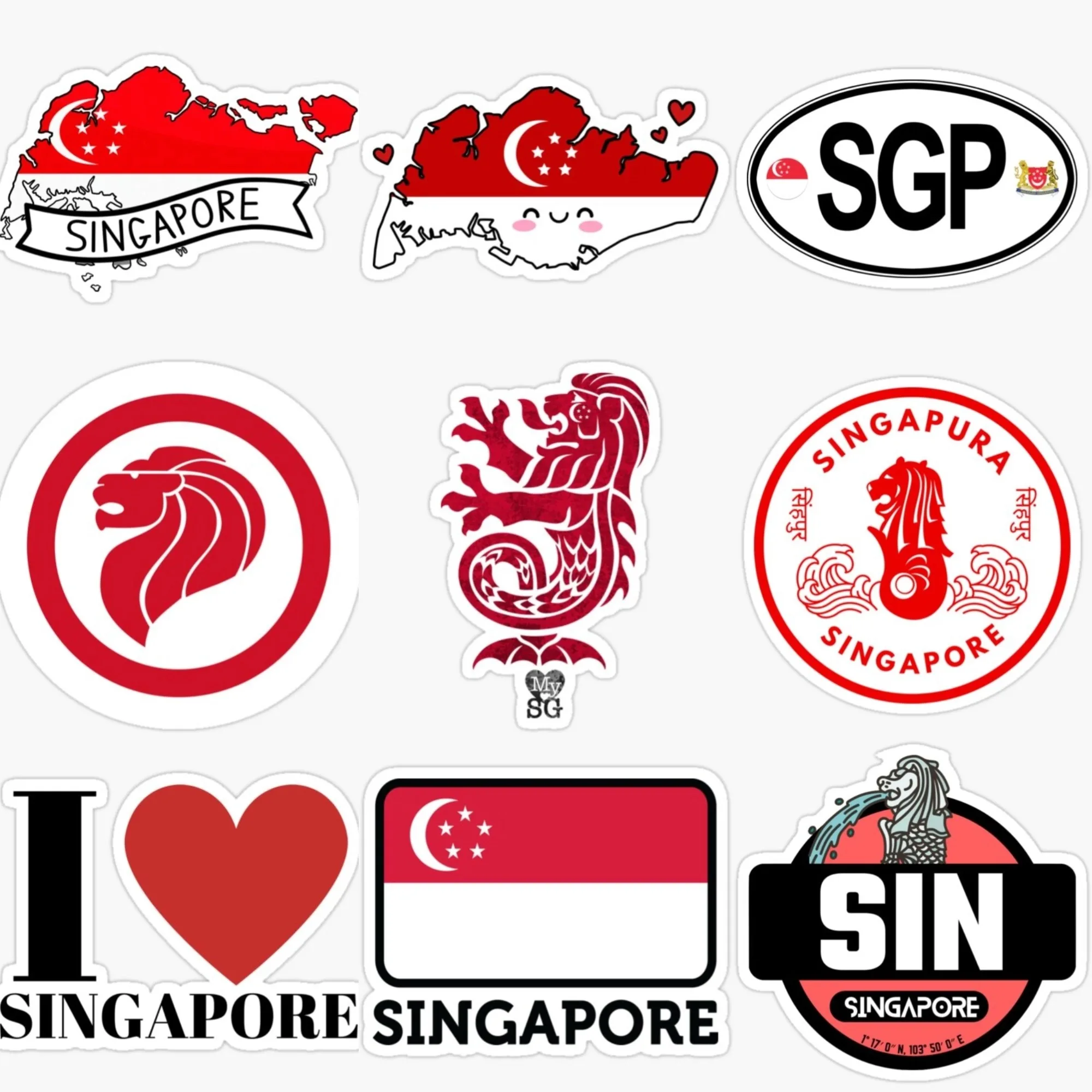 Car Accessories Singapore - Флаг Сингапура, карта, эмблема Мерла, креативная