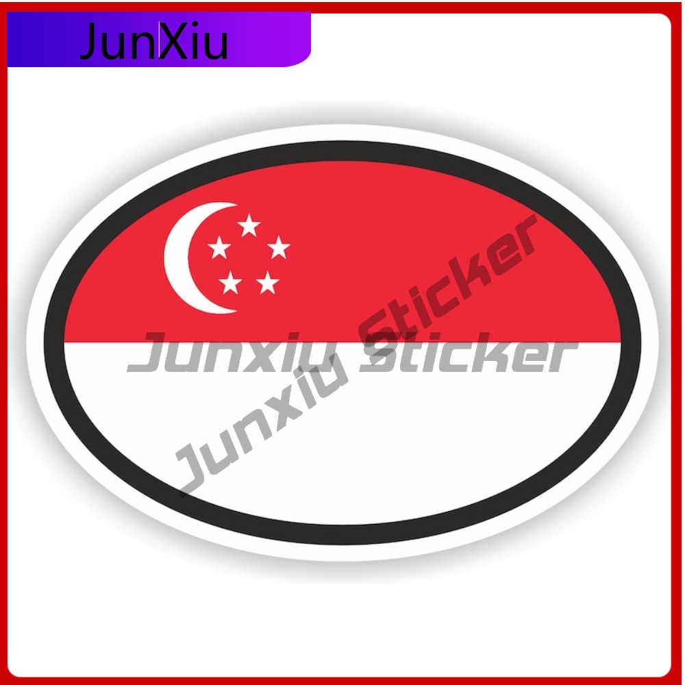 Car Accessories Singapore - Овальная наклейка с флагом Сингапура, устойчивая